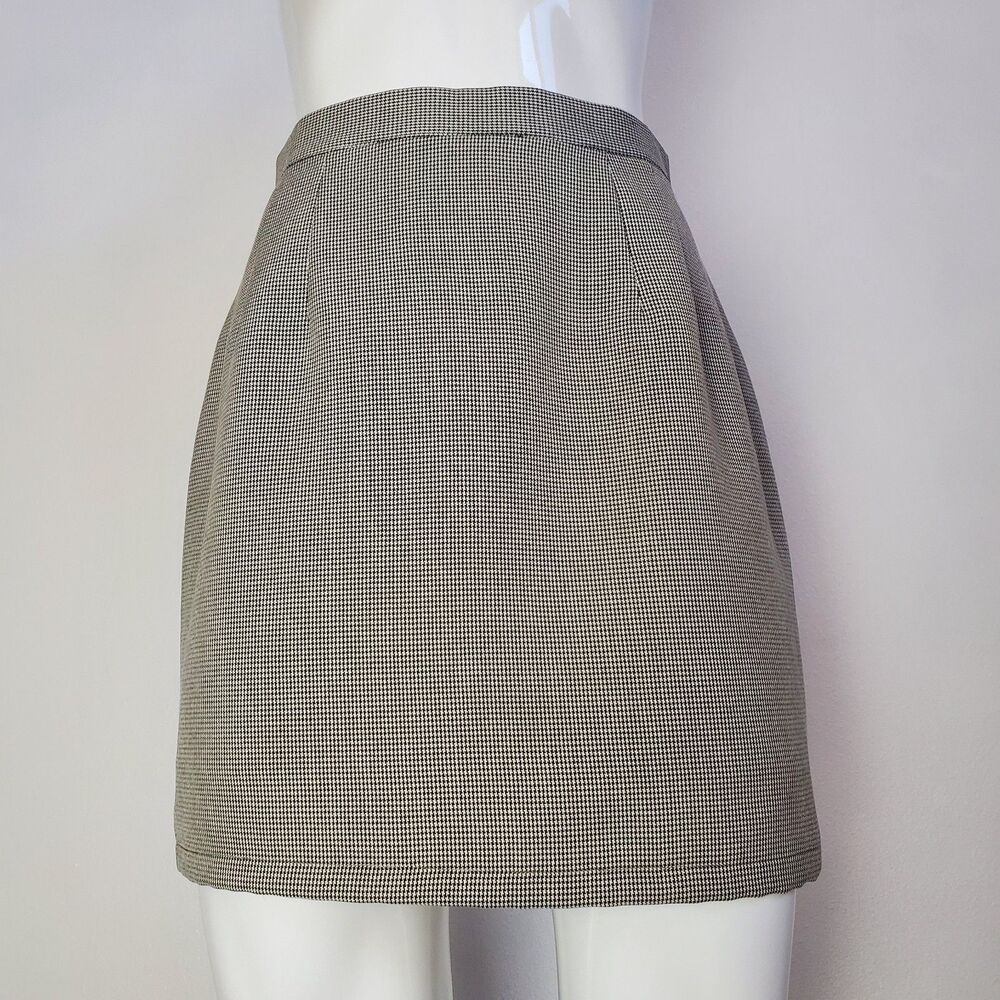 Vintage 90s Michele Black & White Houndstooth Mini Skirt